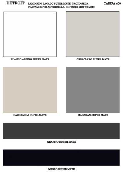 MUESTRARIO TARIFA 400: DETROIT-LACADO MATE ANTI HUELLA