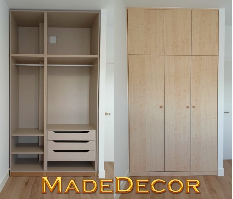 ARMARIO EMPOTRADO MELAMINA CON PUERTAS ABATIBLES