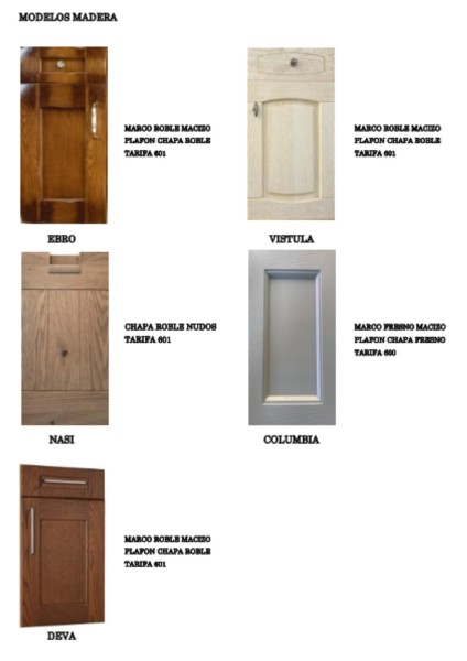MUESTRARIO TARIFA 600, 601: MADERAS/CHAPADOS MADERAS