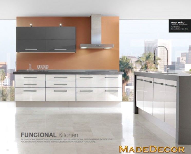 Laminado Alta Presión: Miño Alto Brillo-Blanco/Gris