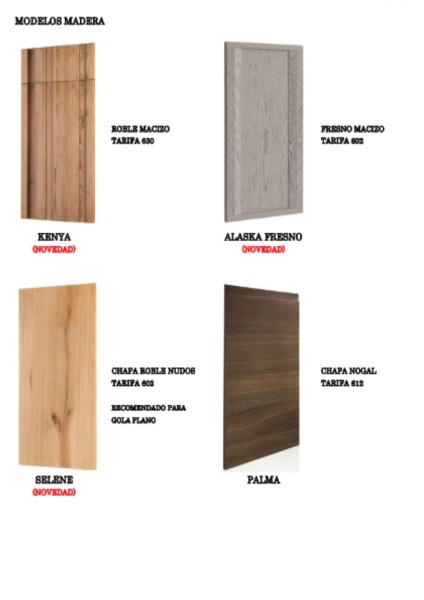 MUESTRARIO TARIFA 602, 612 630: MADERAS Y CHAPADOS MADERAS