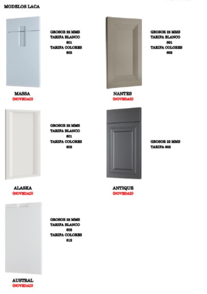 MUESTRARIO TARIFA 601, 602, 612: LACADOS (PÁG 1)